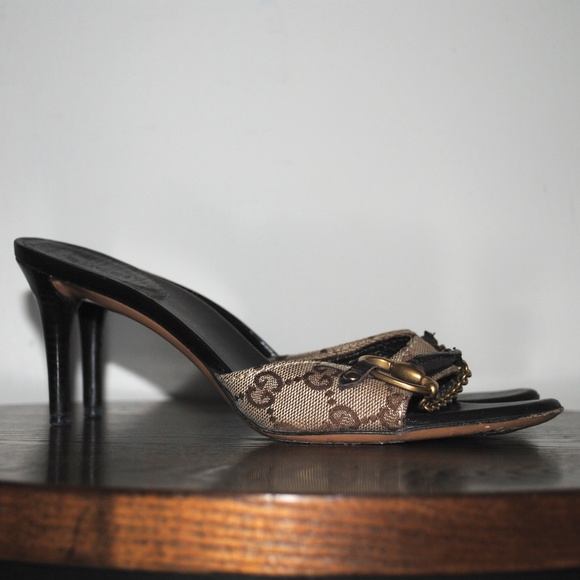Gucci Shoes - Gucci 100% Authentic Brown Logo Heels/Sandals